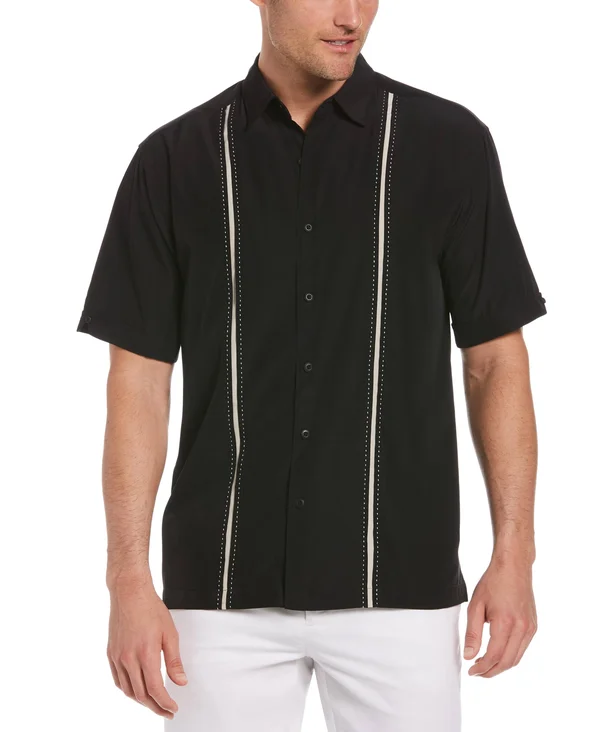 Cubavera Men's Big & Tall Stripe Shirt - Jet Black