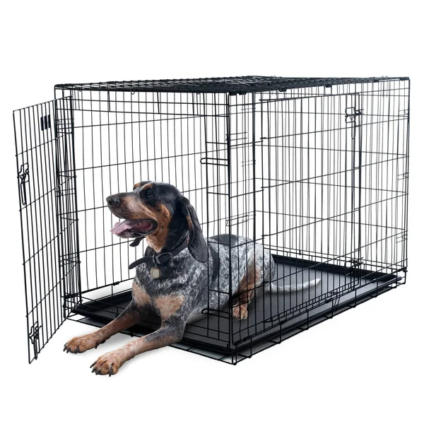 Petmaker 2 Door Foldable Dog Crate Cage - Black