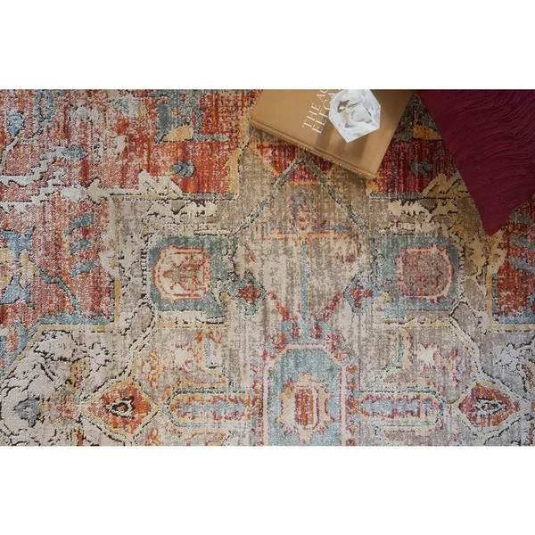 Alexander Home Genova Distressed Medallion Persian Area Rug - Berry/Sunrise 2&6x22 x 4&