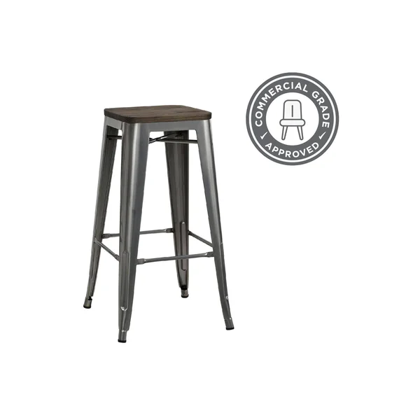 Fanya 30x22 Metal Backless Bar Stool - N/A, Antique Gun Metal