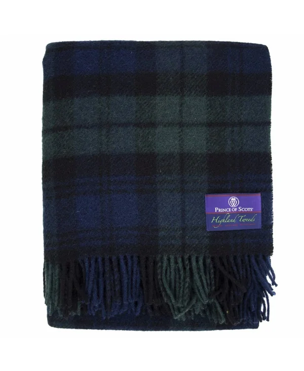 Prince of Scots Highland Tartan Tweed Pure New Wool Throw - Green