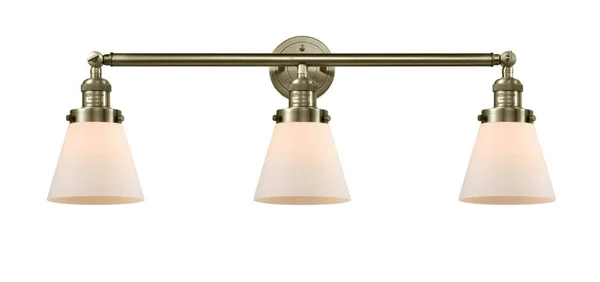 Innovations 205-ab-g61-led Antique Brass Small Cone 3 Light Bath Vanity Light