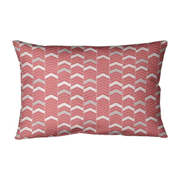 ArtVerse Two Color Lined Chevrons Lumbar Pillow - Blue & Gray - Linen
