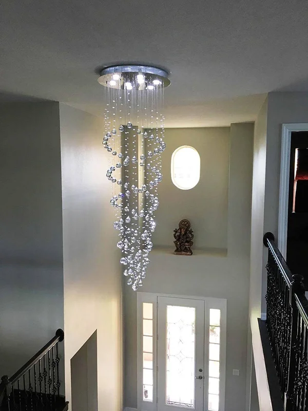 Saint Mossi Modern K9 Crystal Raindrop Chandelier Lighting Flush Mount LED Ceiling