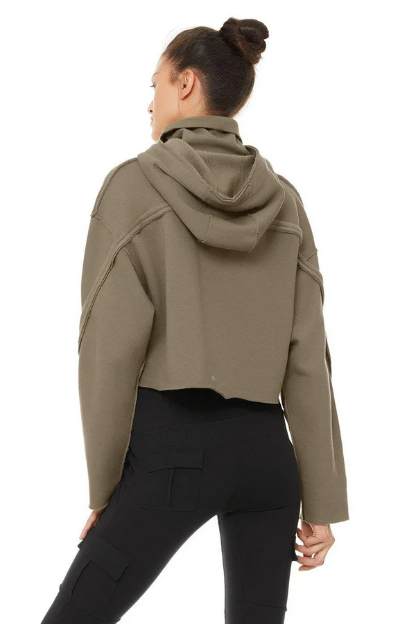 Alo Yoga - Effortless Hoodie in Olive Branch, Size: Large
