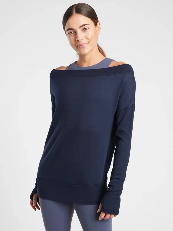 Athleta Women's Studio Barre Sweatshirt Navy Size M