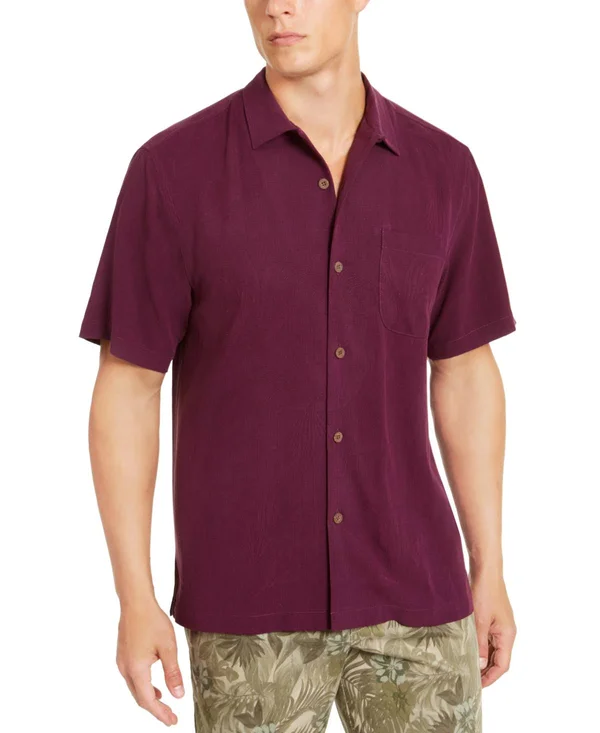Tommy Bahama Men's Weekend Tropics Silk Shirt - Created for Macy&s - Rum Berry
