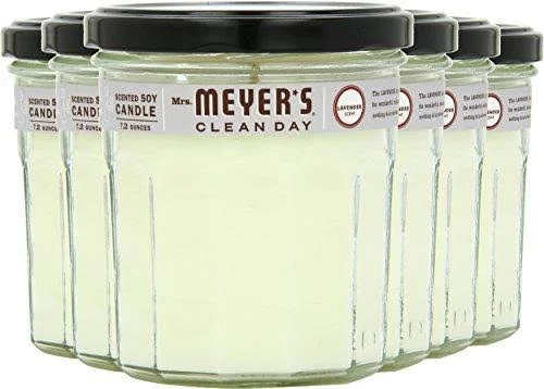 Mrs. Meyer&s Clean Day Soy Candle, Lavender, 7.2-Ounce Glass Jars (Pack of 6)