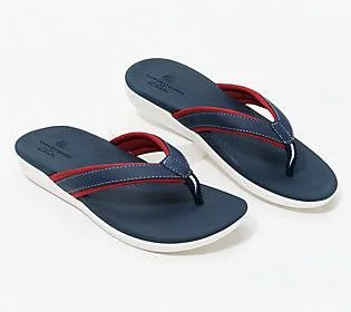 Cloudsteppers by Clarks Thong Sandals - BrioSol, Size 9 Medium, Red/White/Blue