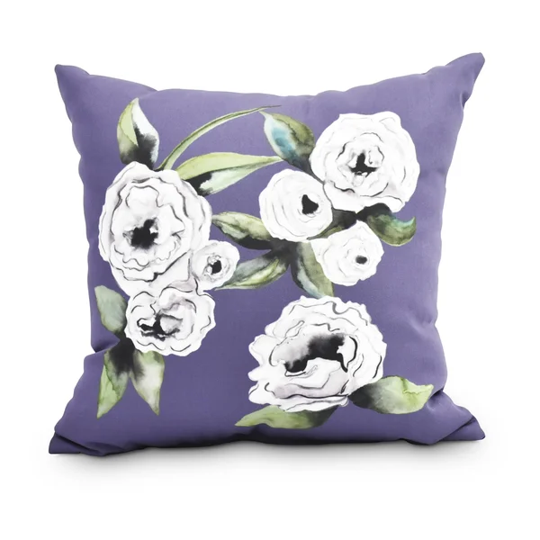 Contemporary Home Living 18x22 Purple, Green and White Square Radiant Rose Decorative Floral Throw Pillow
