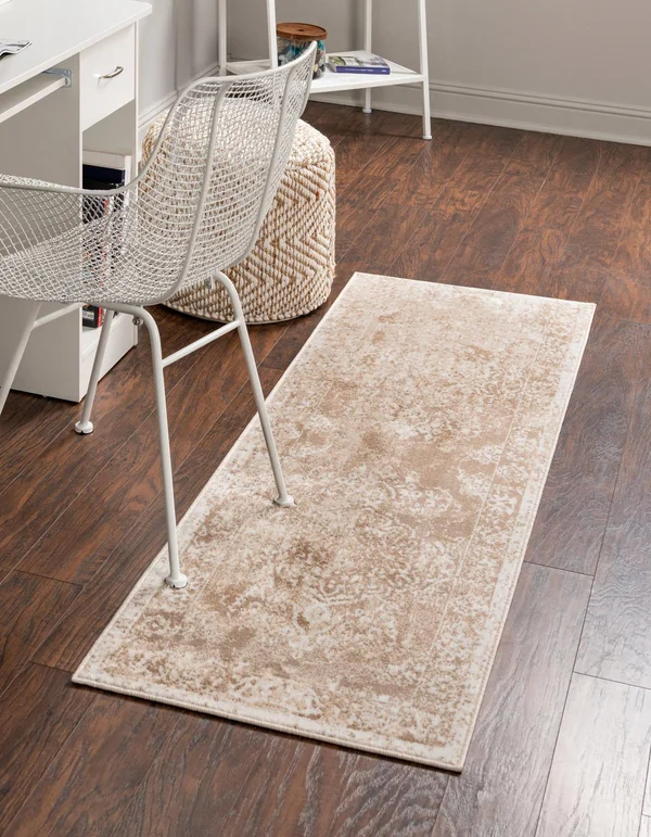 Oxford 8 ft Runner Beige Floral Area Rug