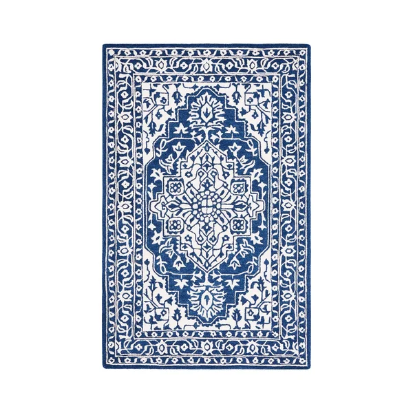 Safavieh Micro-Loop Rug Collection MLP648N - Navy - Ivory - 4& x 6&