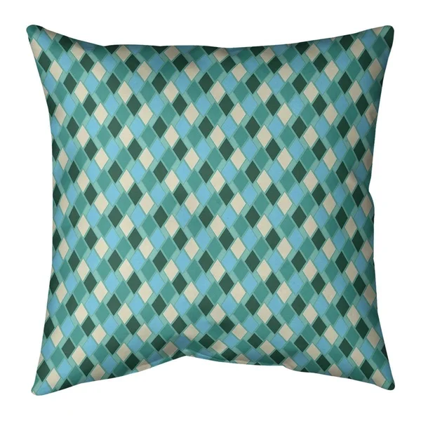 Retro Diamonds Throw Pillow - 16 x 16 - Green & Teal - Linen