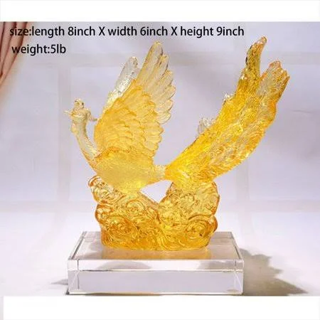 Glass Decoration Phoenix Gift Living Room Decoration Table Top Crystal Crafts - Size: Amber