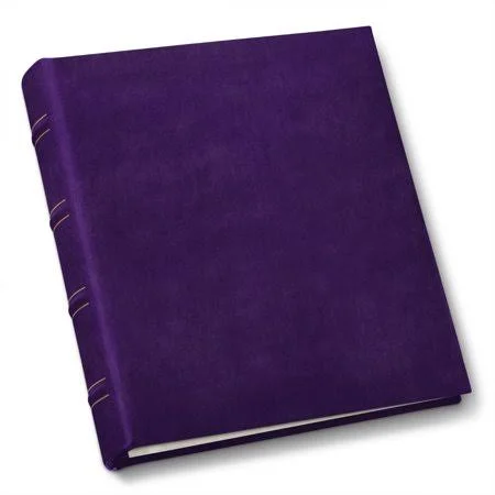 Leather Compact Photo Album by Gallery Leather - 9.25 inch x 8 inch, 30 Sheets/60 Pages, 120 Photos, Refillable, Acadia Plum, Pur