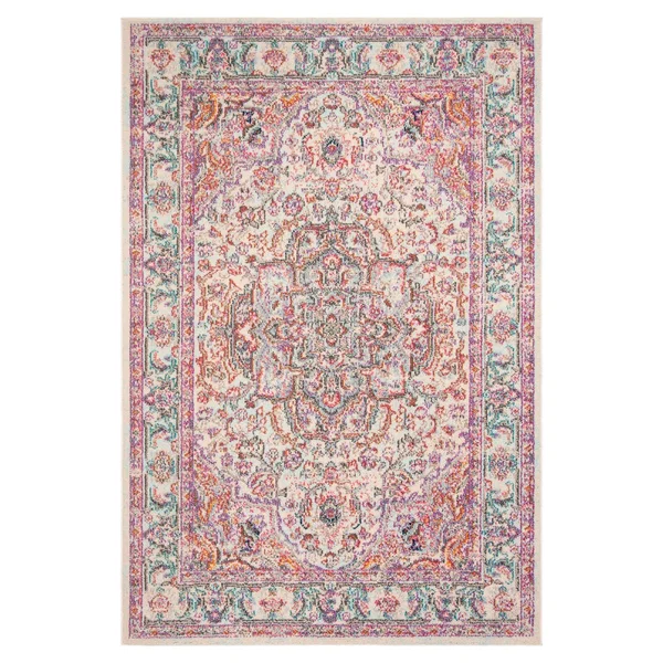 Safavieh Madison Edwyna Distressed Area Rug - Beige/Fuchsia, 6&7 inch x 6&7 inch Square