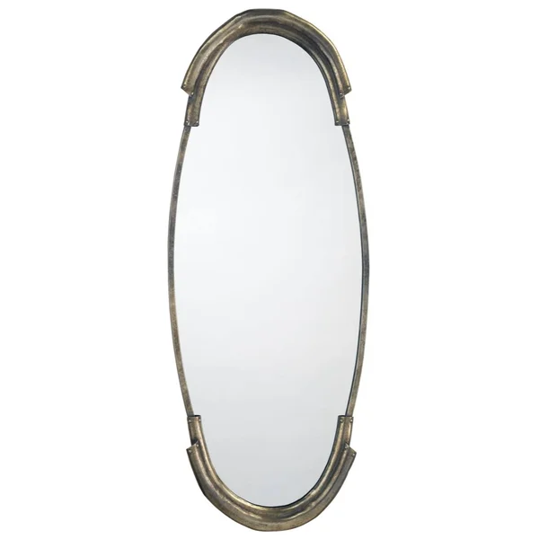 45x22 Antique Silver Metal Framed Beveled Oval Wall Mirror