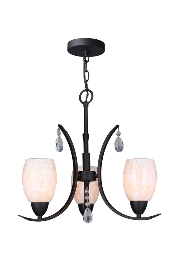 Woodbridge Lighting 15713MEB-C20407 Olivia Pearl 3-Light Chandelier