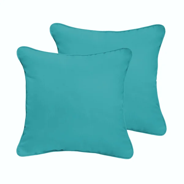 Aqua Blue Corded Indoor/ Outdoor Pillow Set (Set of 2) 16 in x 16 in