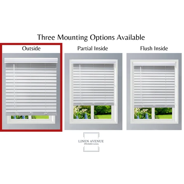 Linen Avenue Custom Cordless Outside Mount Faux Wood Blinds, 64.5 W x 72 H, White