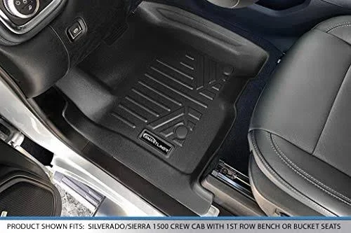 Smartliner Black Floor Mats Liner for 2019-2020 Silverado/Sierra 1500 Crew Cab