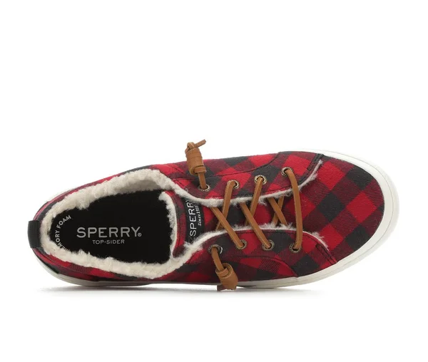 Women's Sperry Pier Wave Check Slip-On Shoes in Red/Black Size 11 Medium