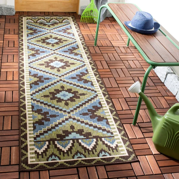 Safavieh Veranda VER096-0742 6&7x22 x 9&6x22 Green - Terracotta Area Rug
