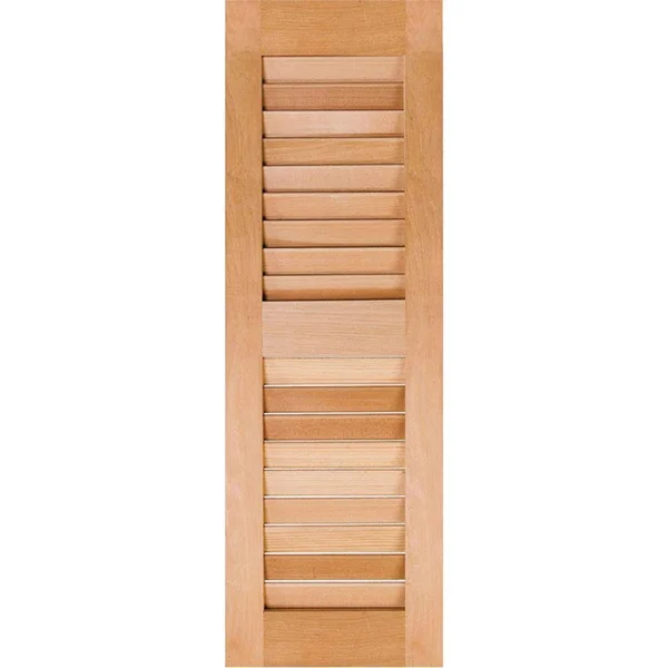 Ekena Millwork RWL15X048UNW Exterior Real Wood Western Red Cedar Open Louvered Shutters (Per Pair) - Unfinished, 15x22W x 48x22H
