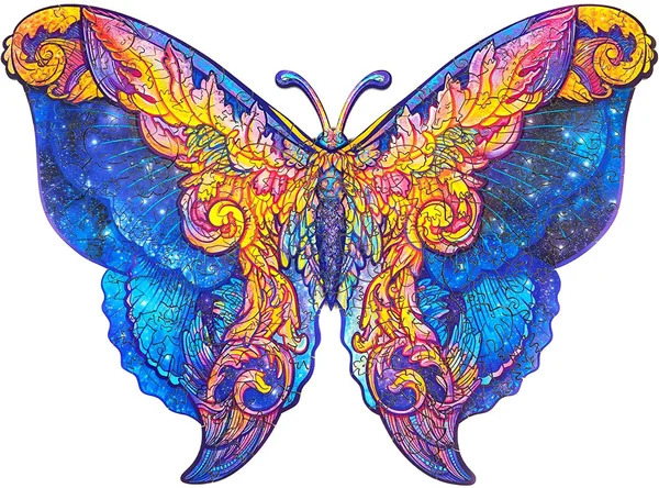 Unidragon Wooden Puzzle Jigsaw - Best Gift for Adults and Kids, Unique Shape Jigsaw Pieces Intergalaxy Butterfly, 12.6 x 9 in (32