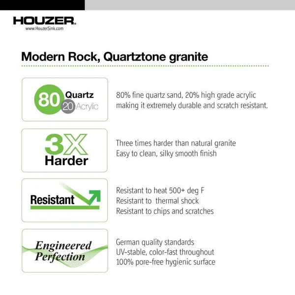 Houzer E-100 Quartztone Series Granite Dual Mount Bar/Prep Sink - Sand