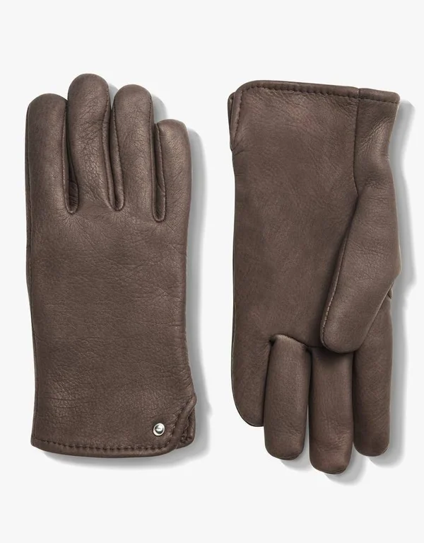 Shinola + Geier Co Gloves, Dark Brown Leather + Deerskin Lined, Size 8.5