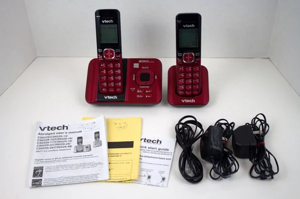 Vtech CS6529 DECT 6.0 Cordless Phone System with Caller ID/Call Waiting/Answering Machine - 2 Handsets, Red
