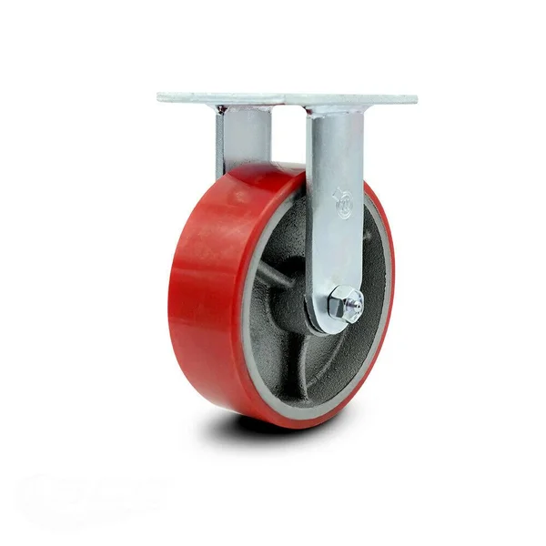 Polyurethane on Cast Iron Rigid Top Plate Caster w/6x22 x 2x22 Red Wheel - 1200 lbs Capacity/Caster - Service Caster Brand