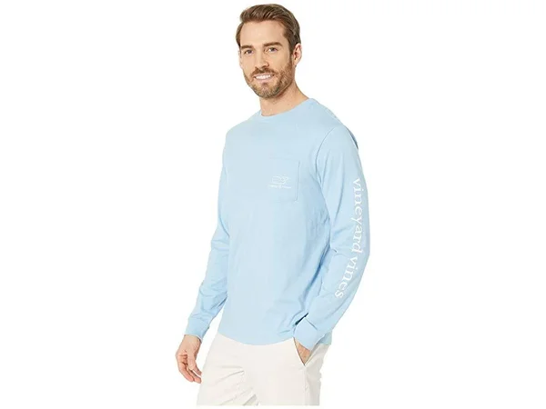 Vineyard Vines, Long Sleeve Vintage Whale Pocket Tee, S, Jake Blue