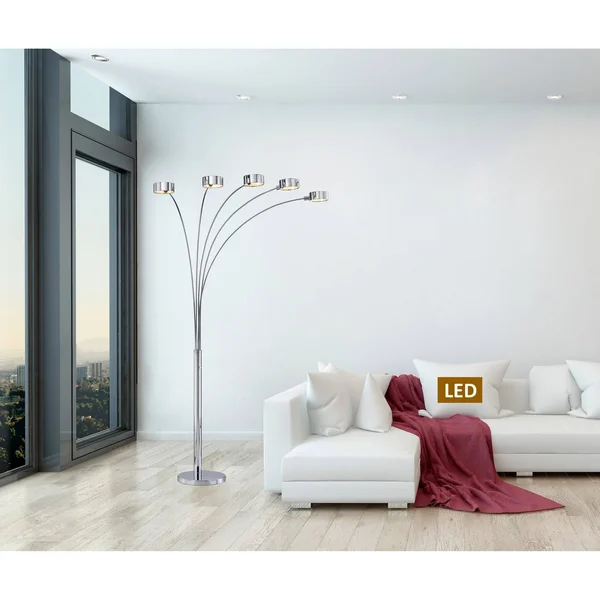 Artiva USA Micah Plus 88x22 LED Arched Floor Lamp with Dimmer, Chrome
