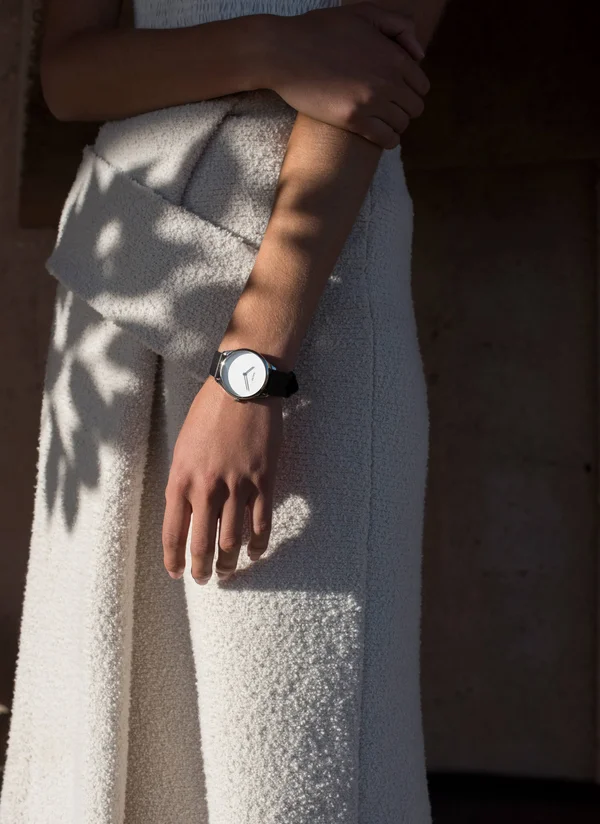 Nacre Watches - Lune - Stainless Steel - Navy Leather Unisex Watch