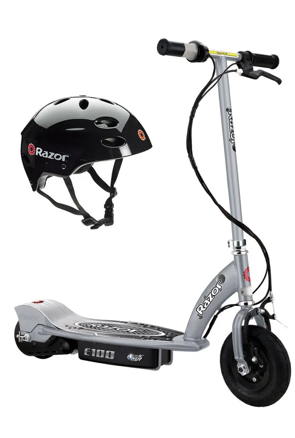 Razor E100 Kids Motorized 24 Volt Electric Powered Ride on Scooter with Helmet