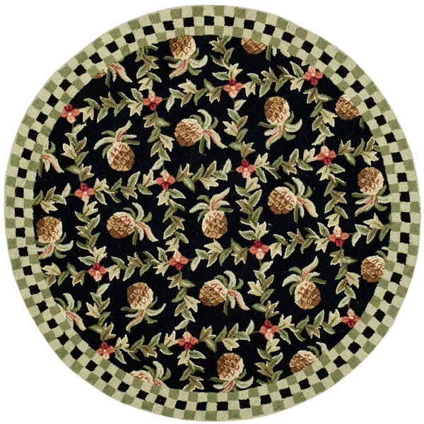 Safavieh Chelsea HK164A 4&0x22 x 4&0x22 Round Black - Ivory Area Rug