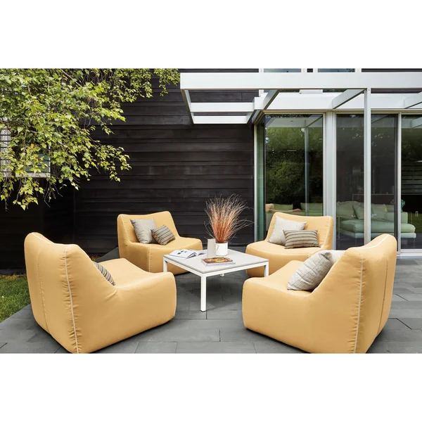 Room & Board - Modern Parsons Outdoor Coffee Table w/ 1x22 Leg 18d 18W 16h in Orange, Orange Recycled HDPE Top w/ Ocean Blu