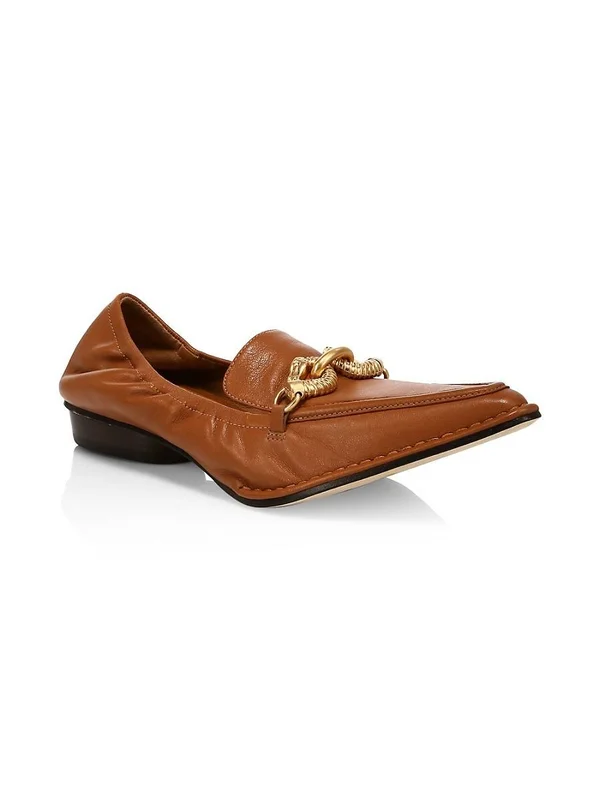 Tory Burch Women's Jessa Point-toe Leather Loafers - Cinnamon - Size 7
