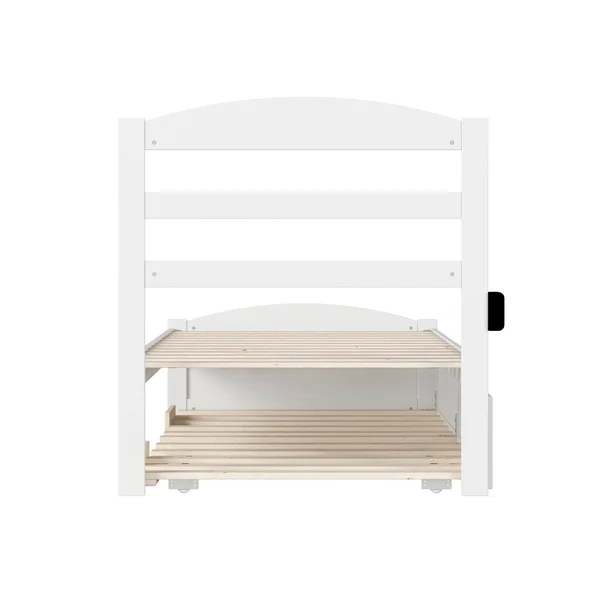 Atlantic Furniture Warren Walnut Twin Bed with Footboard and Twin Trundle, Brown