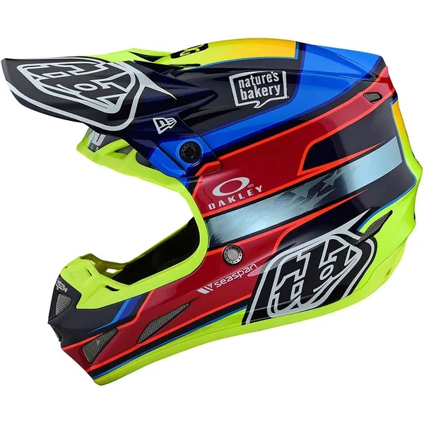 Troy Lee Designs SE4 Carbon Speed Team Blue Yellow Helmet - Size: Small