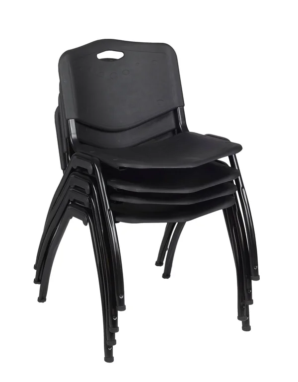 Regency Cain 84x22 x 24x22 Training Table- Mocha Walnut & 3 &M& Stack Chairs- Black