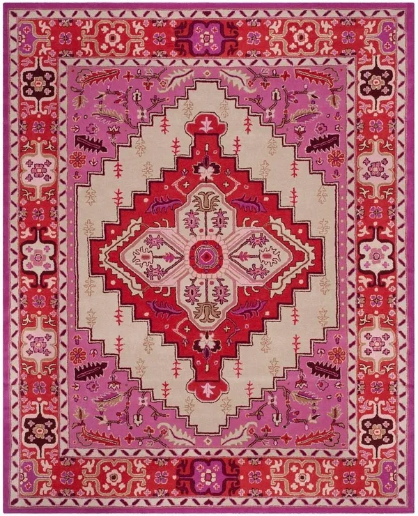 Safavieh 8& x 10& Bellagio BLG545A Red Pink Ivory Rug