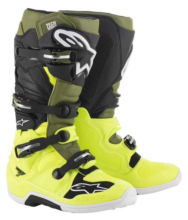 Alpinestars Tech 7 Boots YELLOW/MILITARY/BLACK Sz 05
