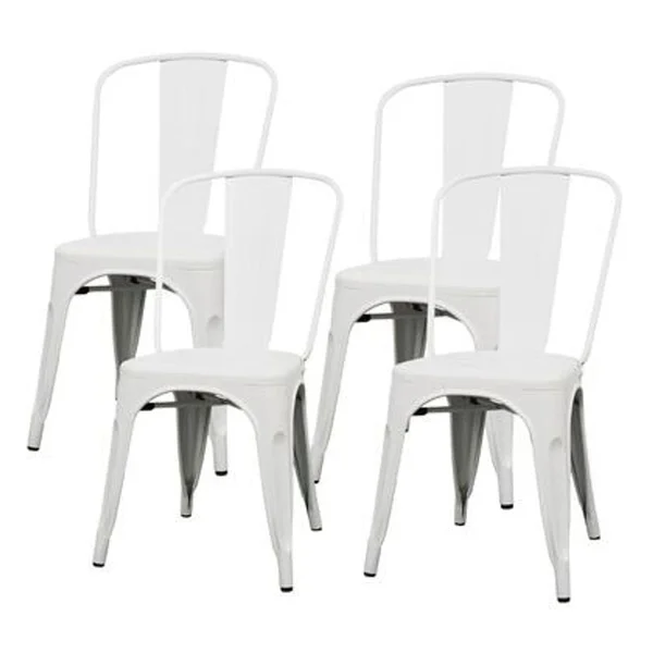 Metropolis Metal Side Chair - Set of 4, Frosted White