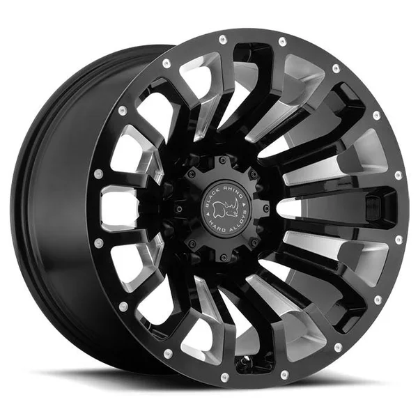 17x9.5 Black Rhino Pinatubo Gloss Black & Milled Wheels 6x5.5 (6mm)