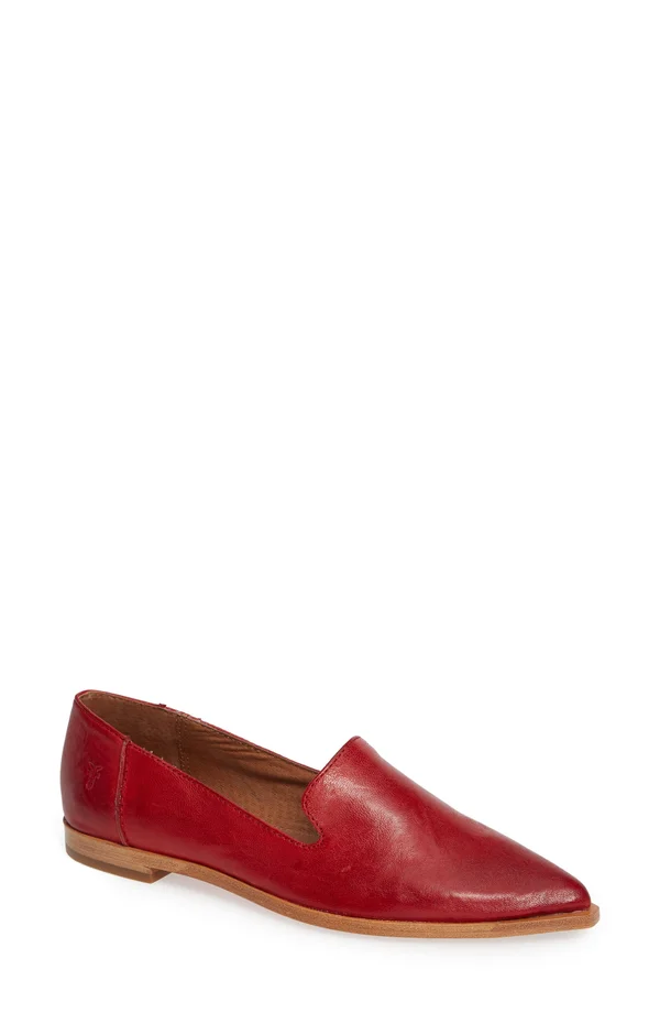 Frye Women's Kenzie Venetian Shoe, Red, Size 6