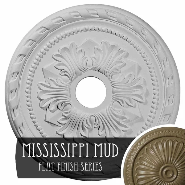 20 7/8 inchod x 3 5/8 inchid x 1 5/8 inchp Palmetto Ceiling Medallion (Fits Canopies Up to 5 inch) - Hand-Painted Mississippi Mud