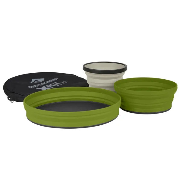 Sea to Summit X-Set Black Pouch/Olive Plate/Olive Bowl - 3 Piece
